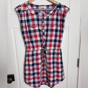 Pepe Jeans London Red and Blue Plaid Sleeveless Dress